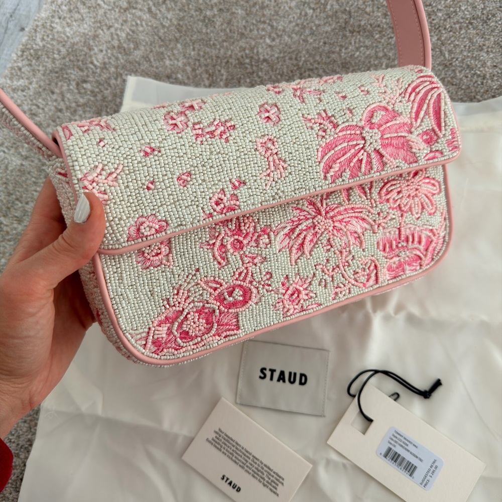 STAUD Pink and Cream Floral Shoulder Bag - Picture 4 of 6